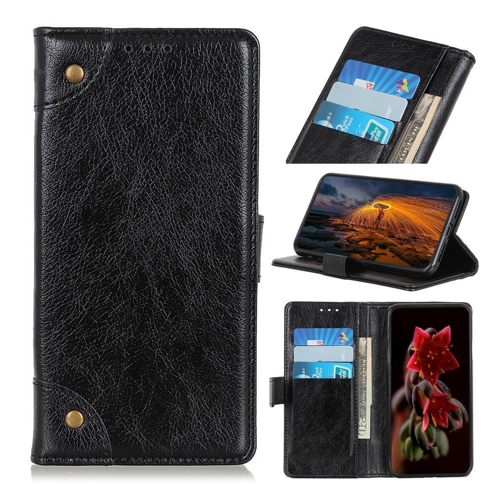 For HTC Desire 21 Pro 5G Copper Buckle Nappa Texture Horizontal Flip Leather Case with Holder & Card Slots & Wallet(Black)