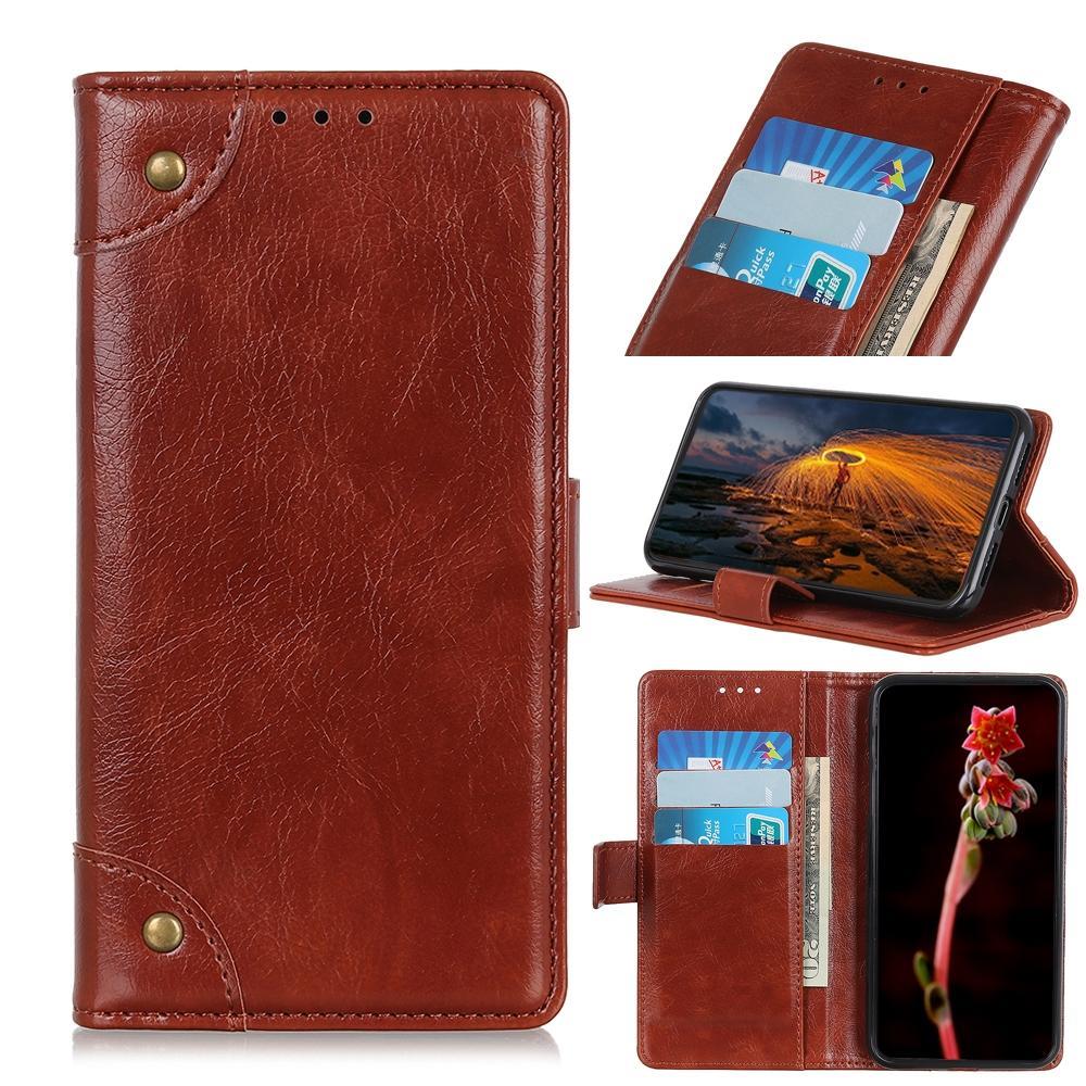 For ZTE Blade V 2020 Vita Copper Buckle Nappa Texture Horizontal Flip Leather Case with Holder & Card Slots & Wallet(Brown)