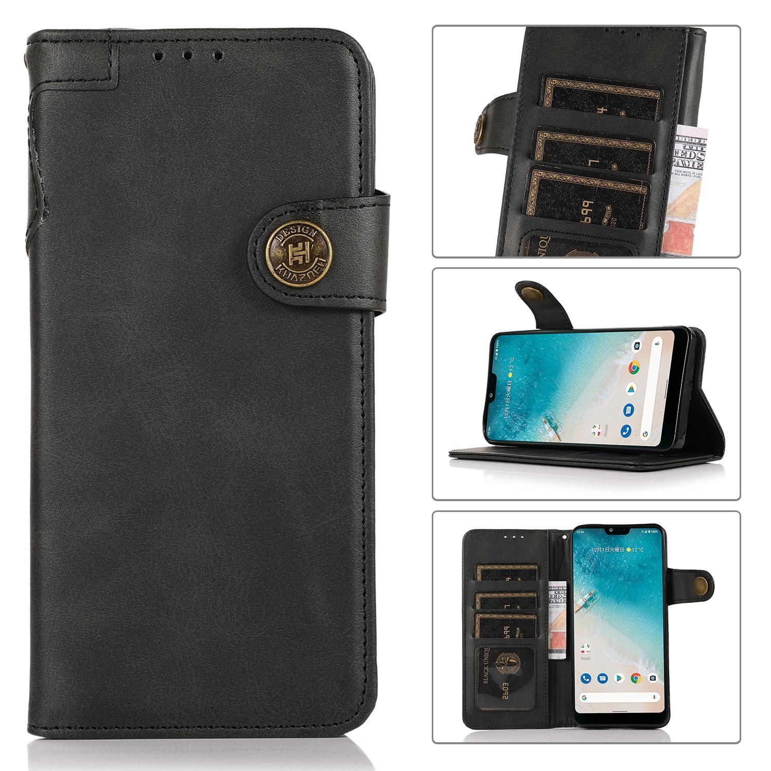 For ZTE Blade A71 KHAZNEH Dual-Splicing Cowhide Texture Horizontal Flip Leather Case with Holder & Card Slots & Wallet & Photo Frame & Lanyard(Black)