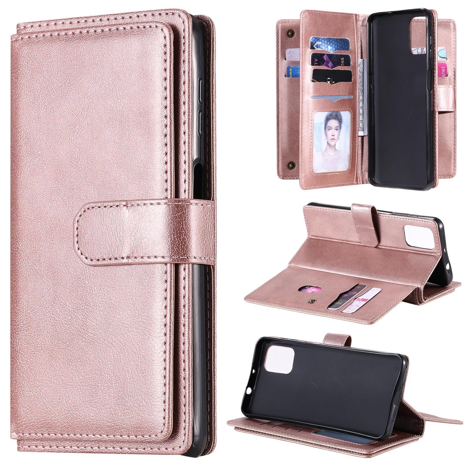 For Motorola Moto G9 Plus Multifunctional Magnetic Copper Buckle Horizontal Flip Solid Color Leather Case with 10 Card Slots & Wallet & Holder & Photo