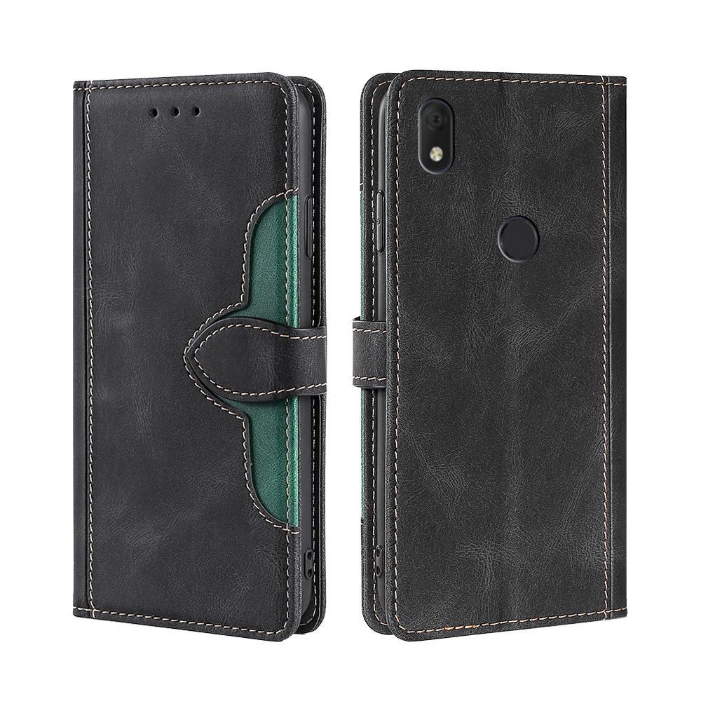 For Alcatel Axel / Lumos Skin Feel Straw Hat Magnetic Buckle Leather Phone Case(Black)