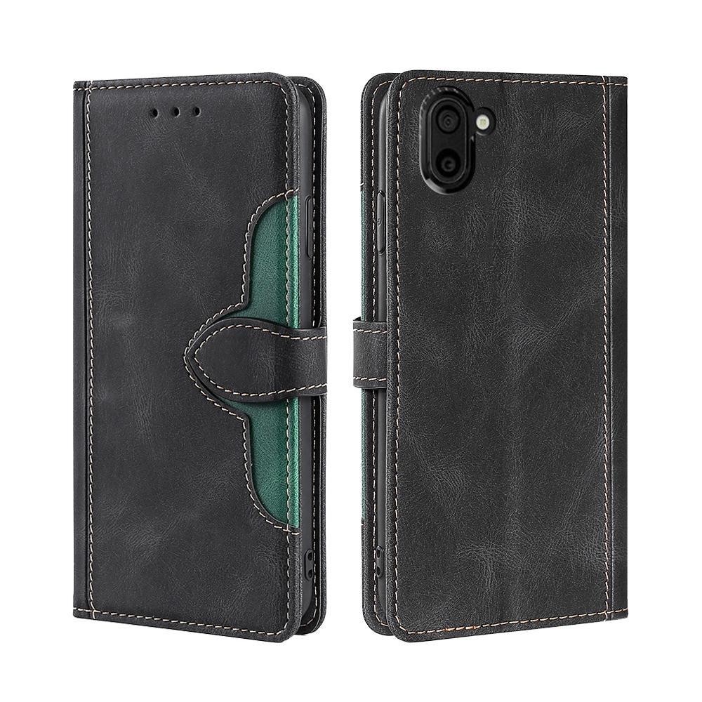 For Sharp Aquos R3 SHV44 SH-04L Skin Feel Straw Hat Magnetic Buckle Leather Phone Case(Black)