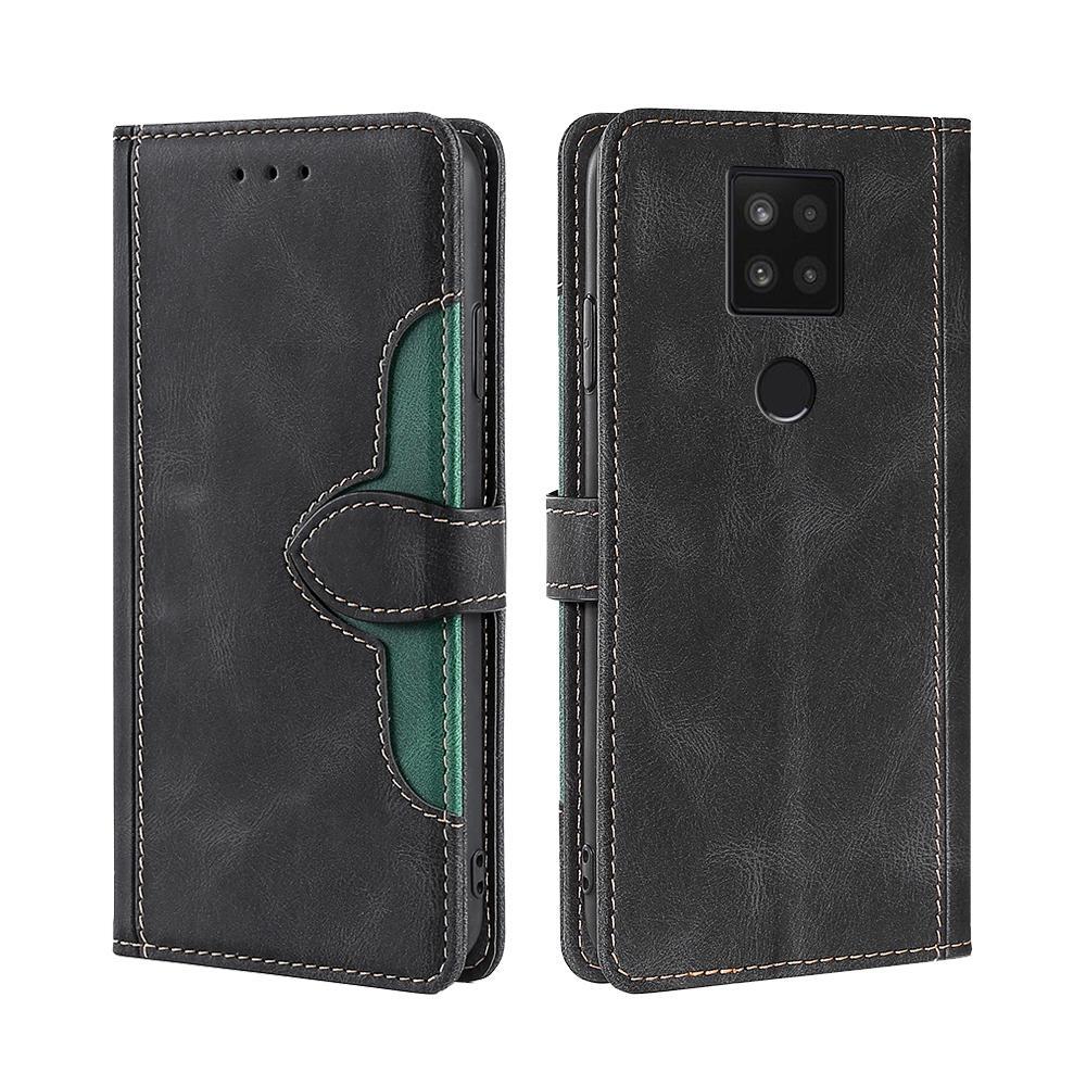 For Sharp Aquos Sense 4 Plus Skin Feel Straw Hat Magnetic Buckle Leather Phone Case(Black)