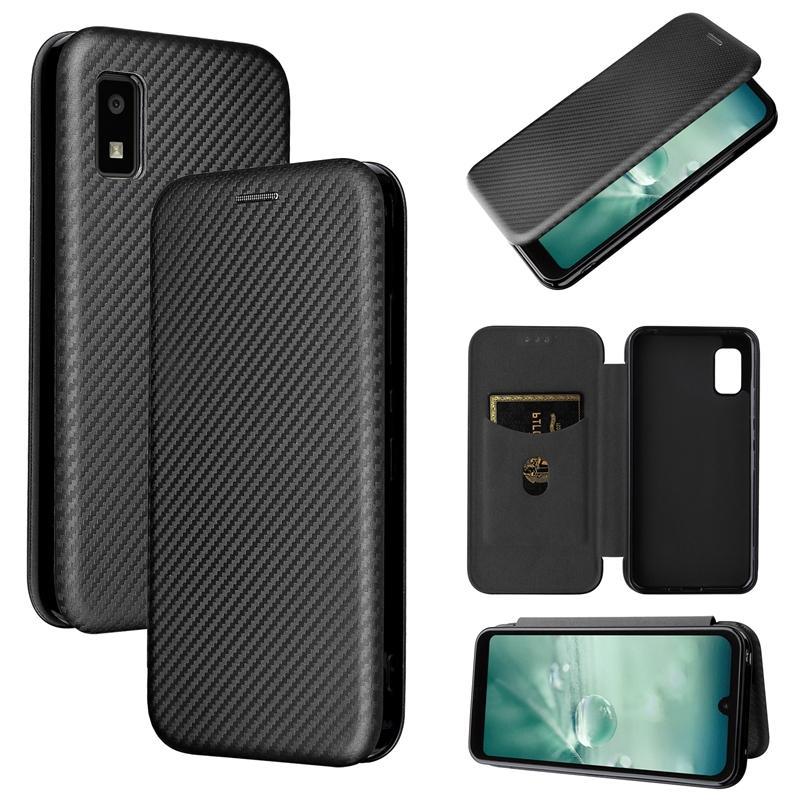 For Sharp Aquos Wish SHG06 Carbon Fiber Texture Magnetic Horizontal Flip PU Phone Case(Black)