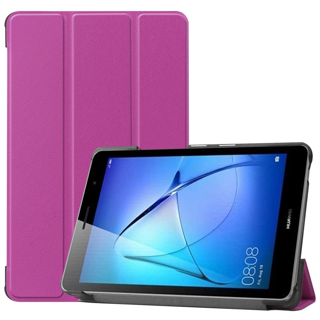 For Huawei MatePad T8 Custer Texture Horizontal Flip Leather Case with Three-folding Holder(Purple)