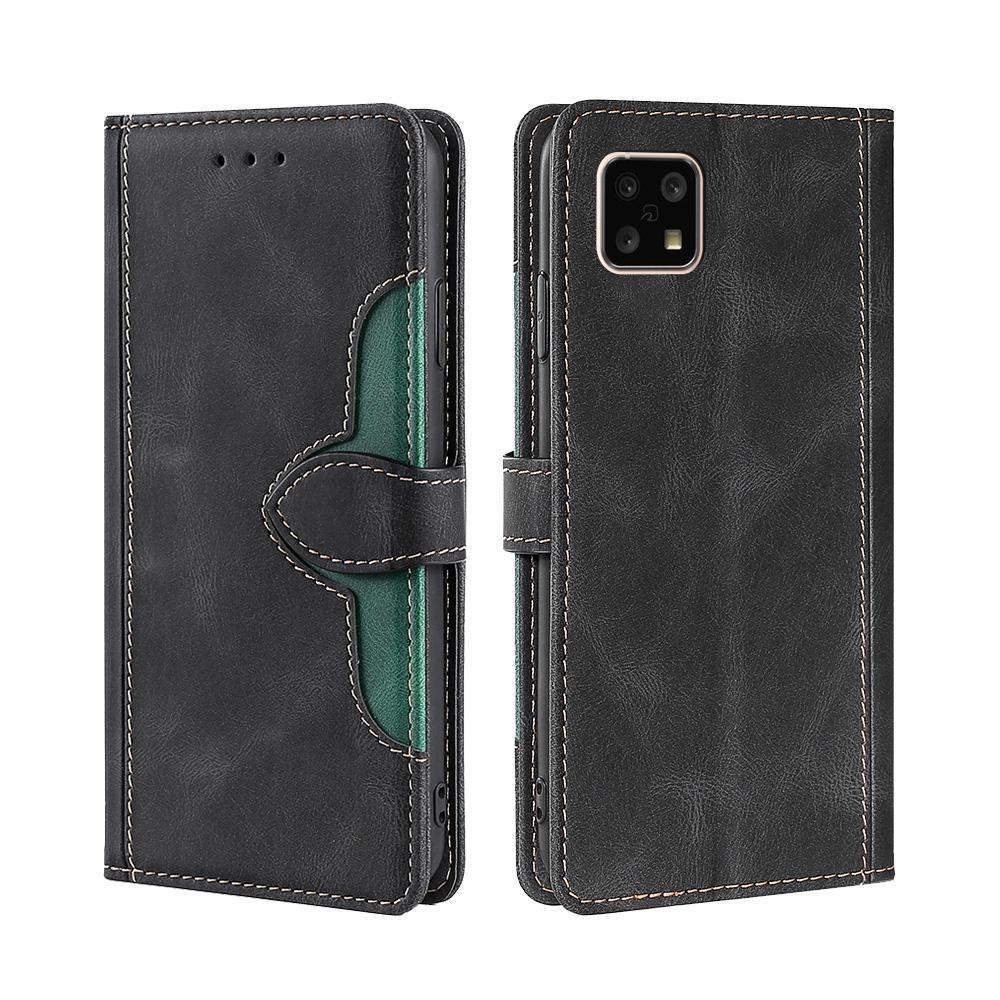 For Sharp Aquos Sense 4 4G/5G Skin Feel Straw Hat Magnetic Buckle Leather Phone Case(Black)
