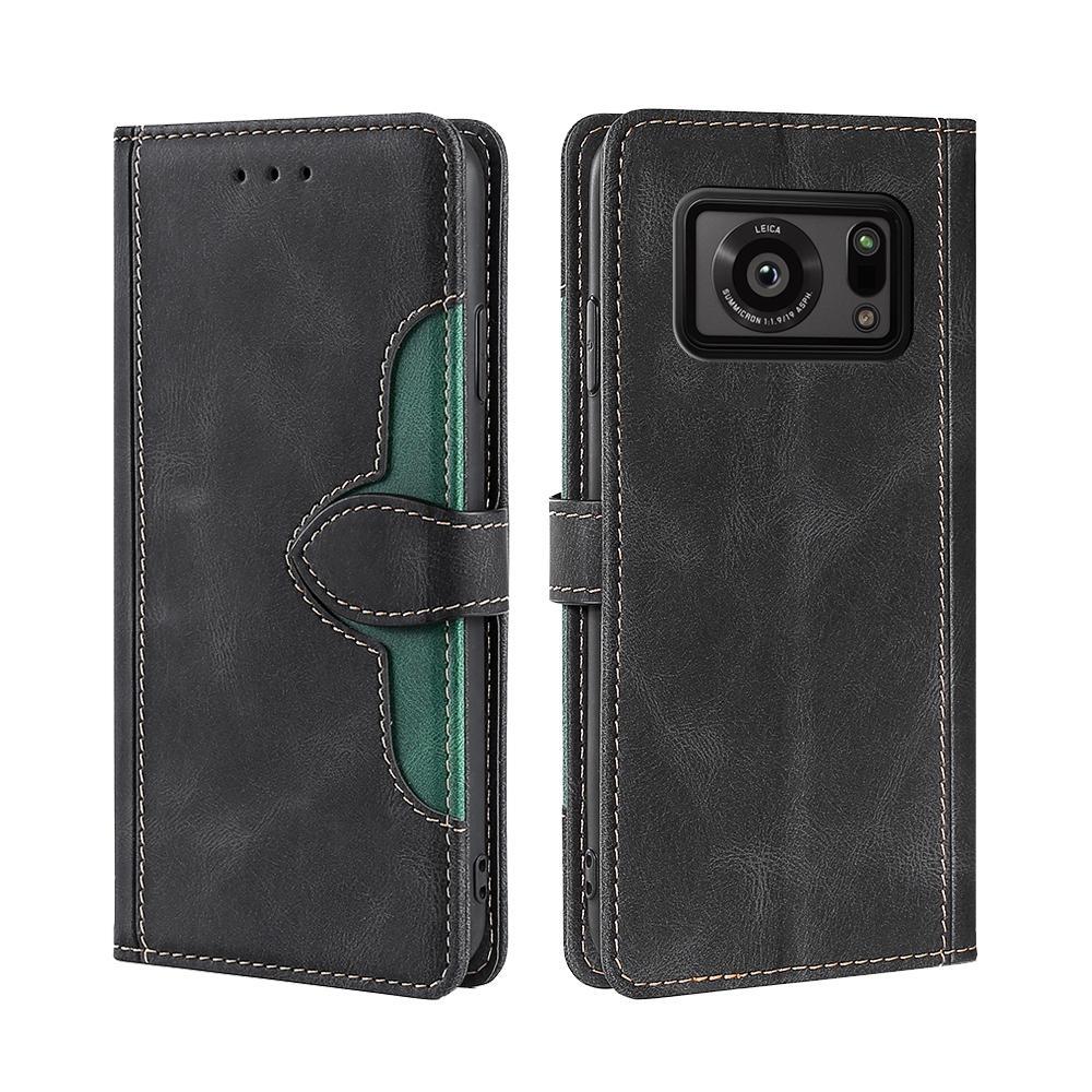 For Sharp Aquos R6 Skin Feel Straw Hat Magnetic Buckle Leather Phone Case(Black)