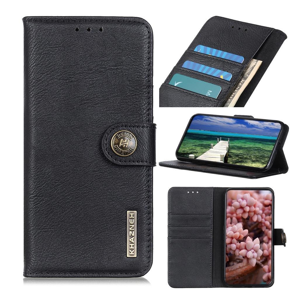 For Motorola Moto G22 KHAZNEH Cowhide Texture Leather Phone Case(Black)