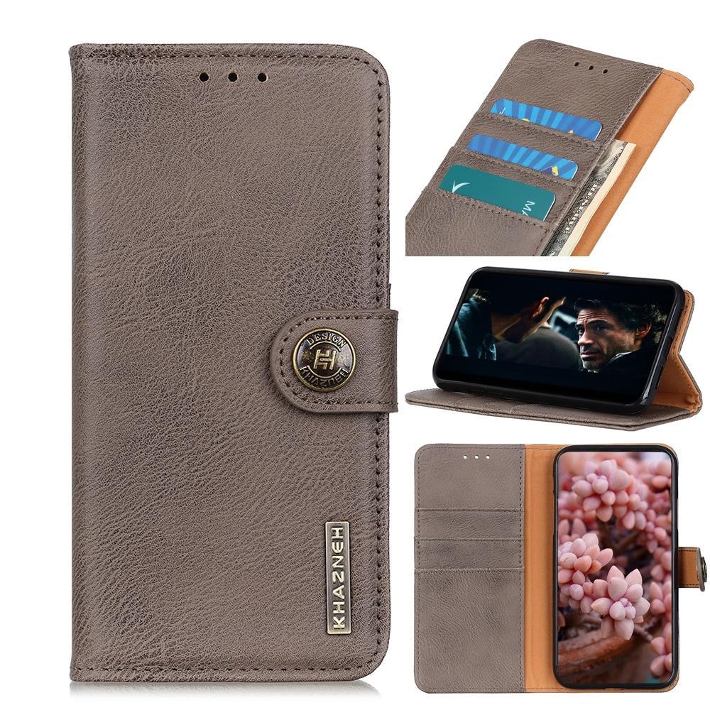 For Alcatel 1SE 2020 Cowhide Texture PU + TPU Horizontal Flip Leather Case with Holder & Card Slots & Wallet(Khaki)