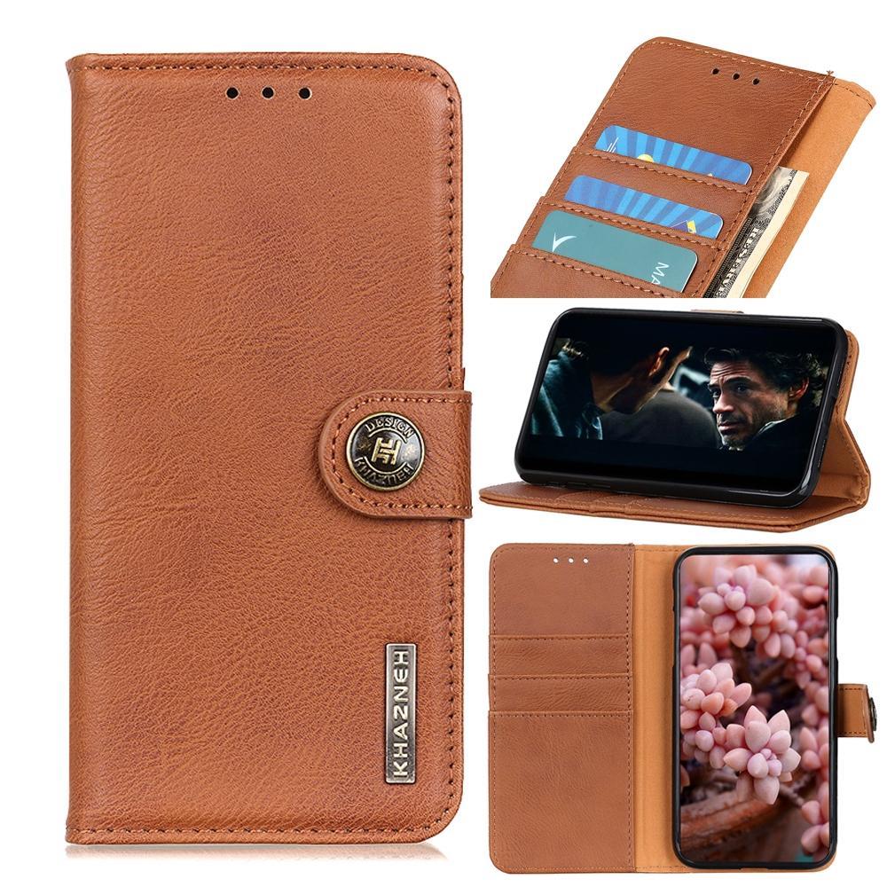 For Motorola Moto G Power 2021 KHAZNEH Cowhide Texture Horizontal Flip Leather Case with Holder & Card Slots & Wallet(Brown)