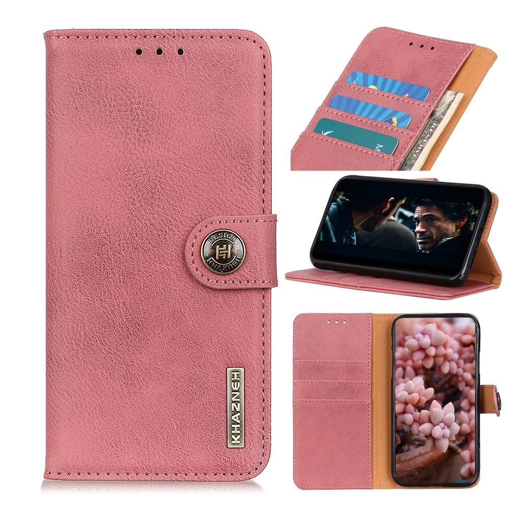 For Alcatel 3X 2020 KHAZNEH Cowhide Texture Horizontal Flip Leather Case with Holder & Card Slots & Wallet(Pink)