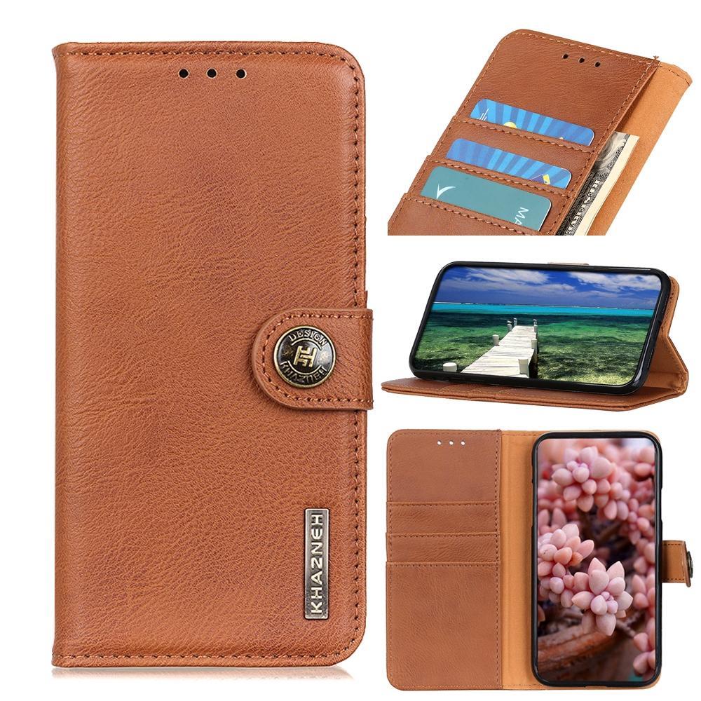 For Motorola Moto G50 KHAZNEH Cowhide Texture Horizontal Flip Leather Case with Holder & Card Slots & Wallet(Brown)