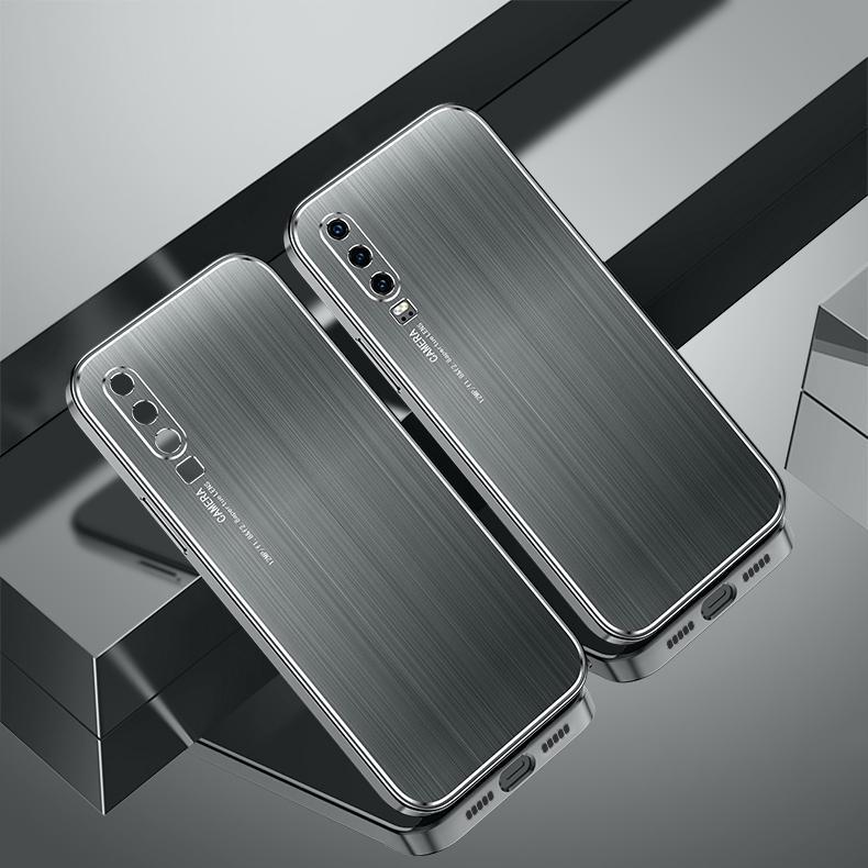 For Huawei P30 Cool Sharp Series Aluminum Plate Brushed Lens All-inclusive Protective Case(Space Gray)