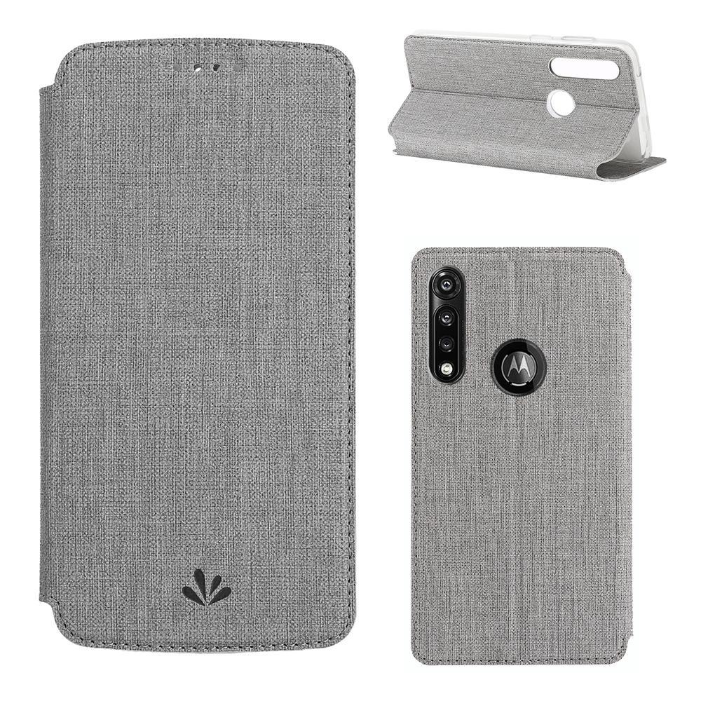 For Motorola Moto G Power ViLi Magnetic Suction Shockproof TPU + PU Horizontal Flip Protective Case with Card Slot & Holder(Grey)