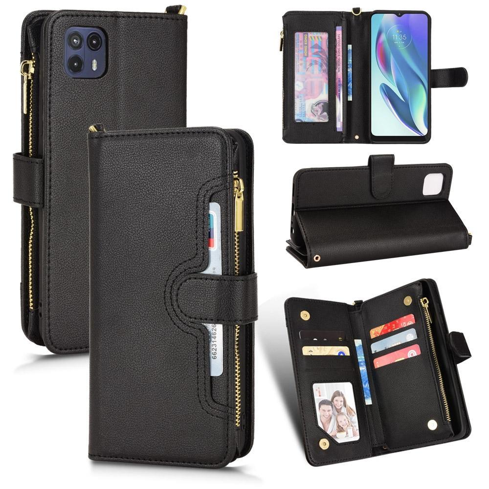 For Motorola Moto G50 Litchi Texture Zipper Leather Phone Case(Black)