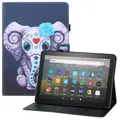 For Amazon Kindle Fire HD8 (2020) Colored Drawing Horizontal Flip PU Leather Case with Holder & Card Slots & Wallet & Sleep / Wake-up Function(Mask El