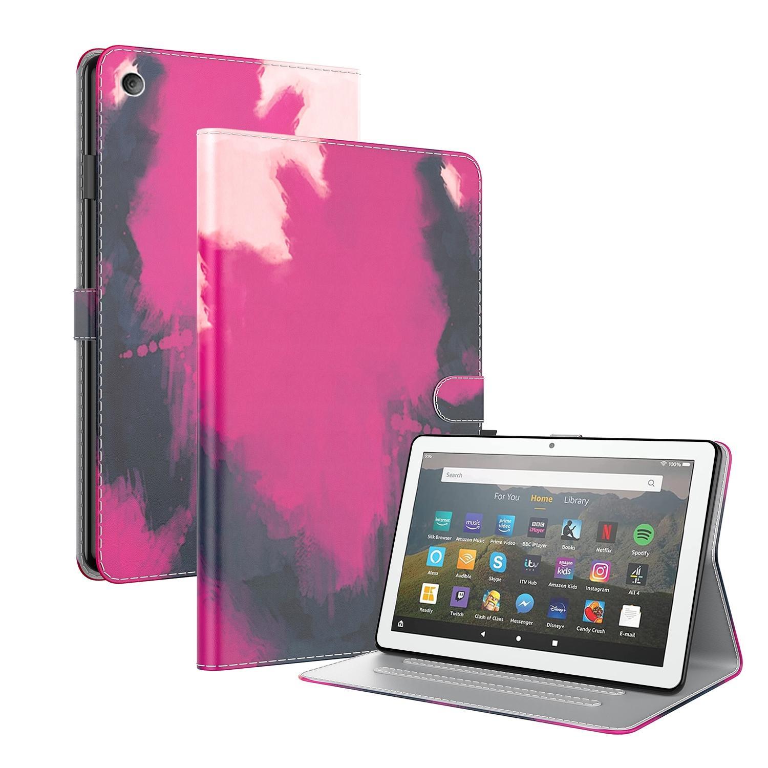 For Amazon Fire HD 8 2018/2017/2016/2015 Watercolor Pattern Skin Feel Magnetic Horizontal Flip PU Leather Case with Holder & Card Slots & Photo Frame(