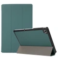 3-folding Skin Texture Horizontal Flip TPU + PU Leather Case with Holder For Lenovo M10 Plus(Green)