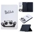For Amazon Kindle Fire HD8 (2020) Colored Drawing Pattern Horizontal Flip Leather Case with Holder & Card Slots & Wallet(Hello Panda)