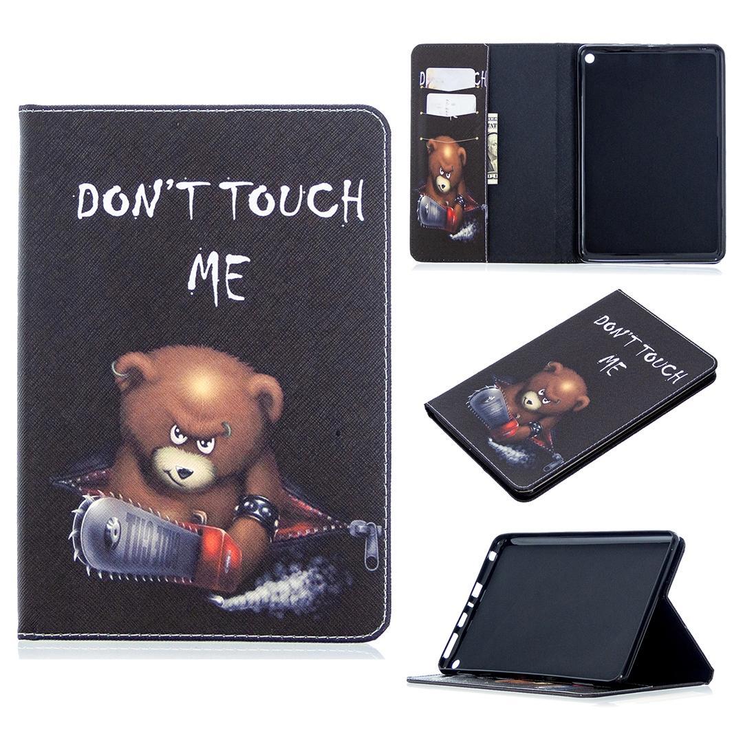 For Amazon Kindle Fire HD8 (2020) Colored Drawing Pattern Horizontal Flip Leather Case with Holder & Card Slots & Wallet(Bear)