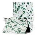 For Amazon Fire HD 8 (2020) Painted Pattern Horizontal Flip Leather Case with Holder(White Flower Leaves)