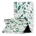 For Amazon Fire HD 8 (2017) Painted Pattern Horizontal Flip Leather Case with Holder(White Flower Leaves)