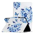 For Amazon Fire HD 8 (2017) Painted Pattern Horizontal Flip Leather Case with Holder(Blue and White Porcelain Butterfly)