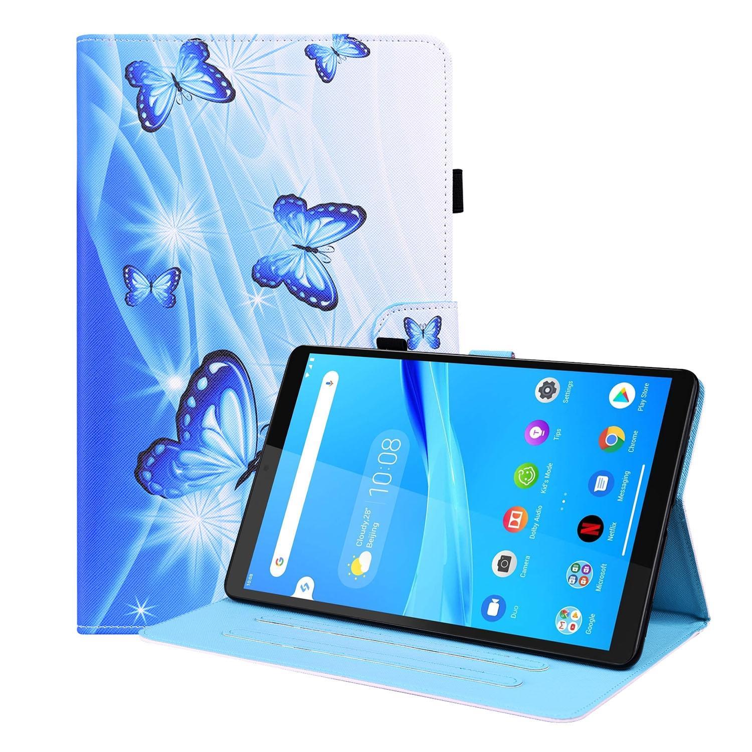 For Lenovo Tab M8 FHD TB-8505F / TB-8705X 8.0 inch Animal Pattern Horizontal Flip Leather Case with Holder & Card Slots & Photo Frame(Blue Butterfly)