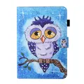 For Amazon Kindle Fire HD8 (2020) Coloured Drawing Stitching Horizontal Flip Leather Case with Holder & Card Slot & Sleep / Wake-up Function(Blue Owl)