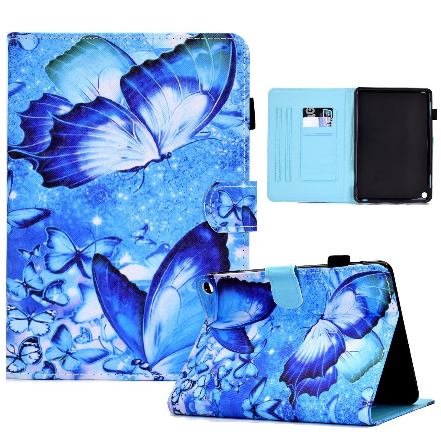 For Amazon Kindle Fire HD 8 2020 Sewing Pen Slot Leather Tablet Case(Butterflies)