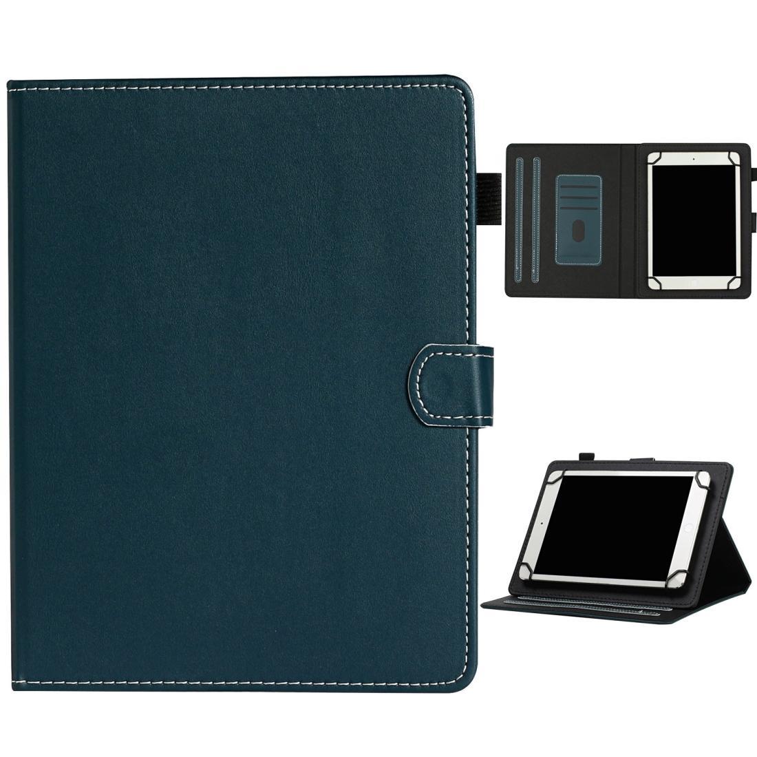 For 8 inch Universal Solid Color Horizontal Flip Leather Case with Card Slots & Holder & Pen Slot(Dark Green)