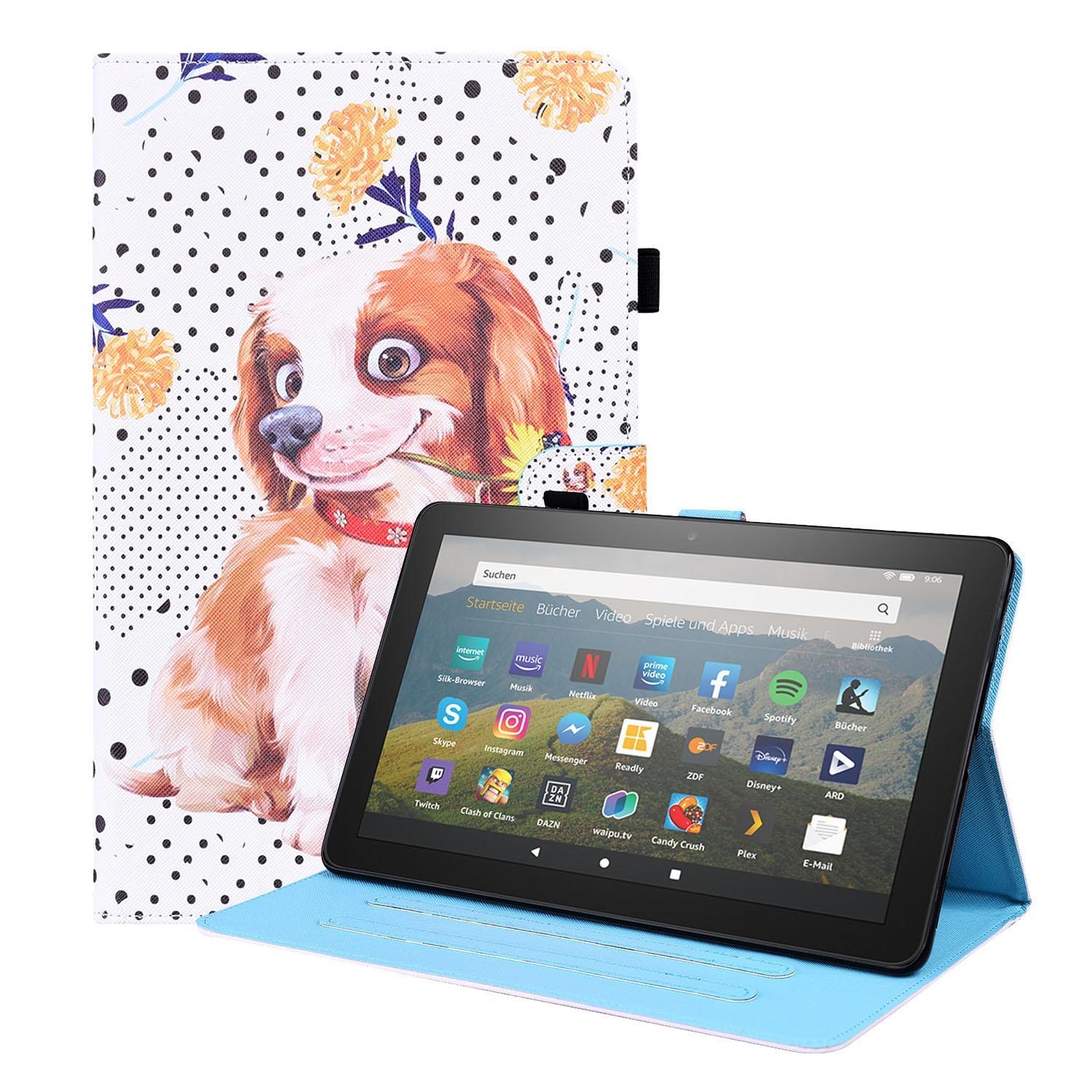 For Amazon Fire HD 10 2021 Animal Pattern Horizontal Flip Leather Case with Holder & Card Slots & Photo Frame & Sleep / Wake-up Function(Little Flower