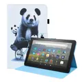 For Amazon Fire HD 10 2021 Animal Pattern Horizontal Flip Leather Case with Holder & Card Slots & Photo Frame & Sleep / Wake-up Function(Cycling Panda