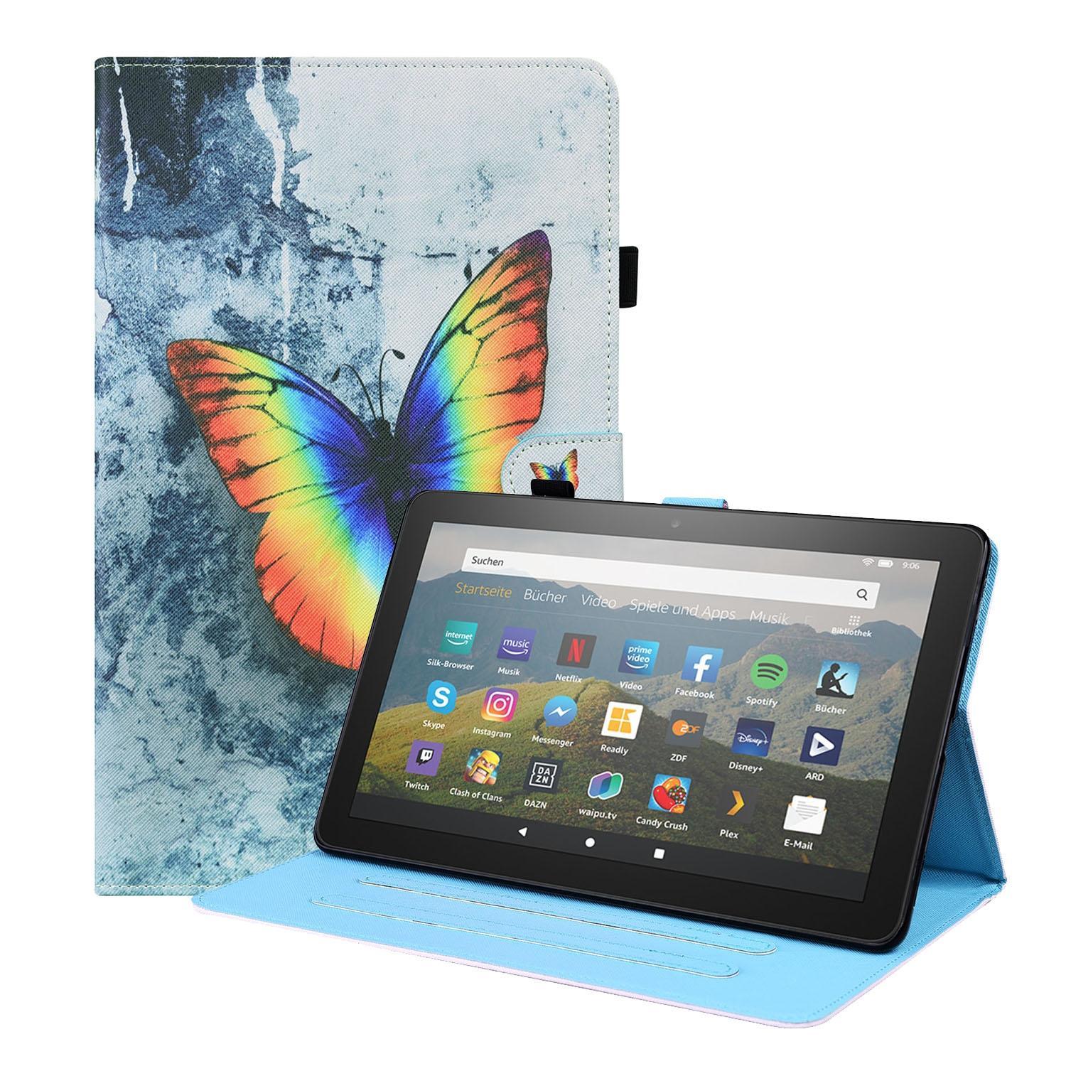 For Amazon Fire HD 10 2021 Animal Pattern Horizontal Flip Leather Case with Holder & Card Slots & Photo Frame & Sleep / Wake-up Function(Color Butterf