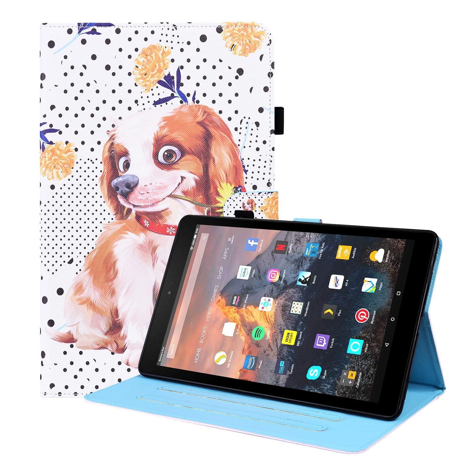 For Amazon Fire HD 10 2019 Animal Pattern Horizontal Flip Leather Case with Holder & Card Slots & Photo Frame & Sleep / Wake-up Function(Little Flower