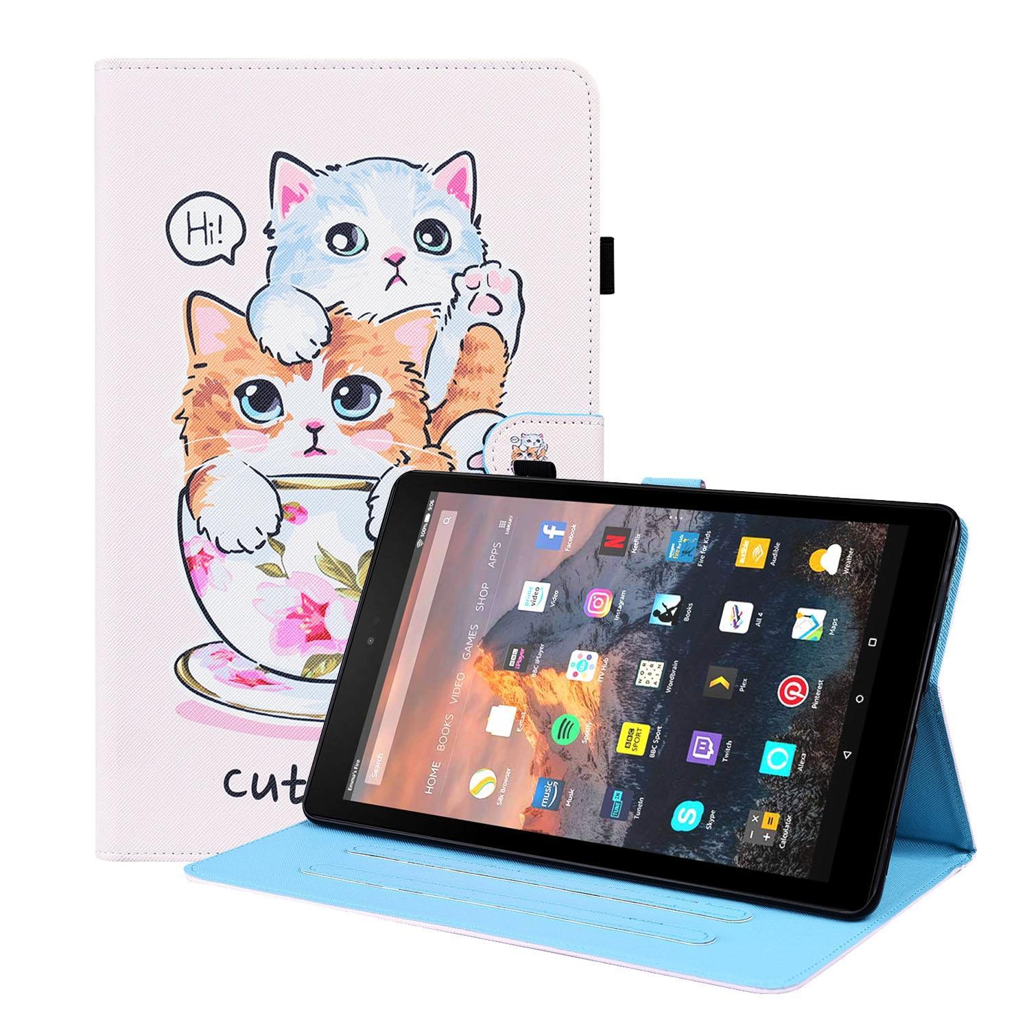 For Amazon Fire HD 10 2019 Animal Pattern Horizontal Flip Leather Case with Holder & Card Slots & Photo Frame & Sleep / Wake-up Function(Cat Brothers)