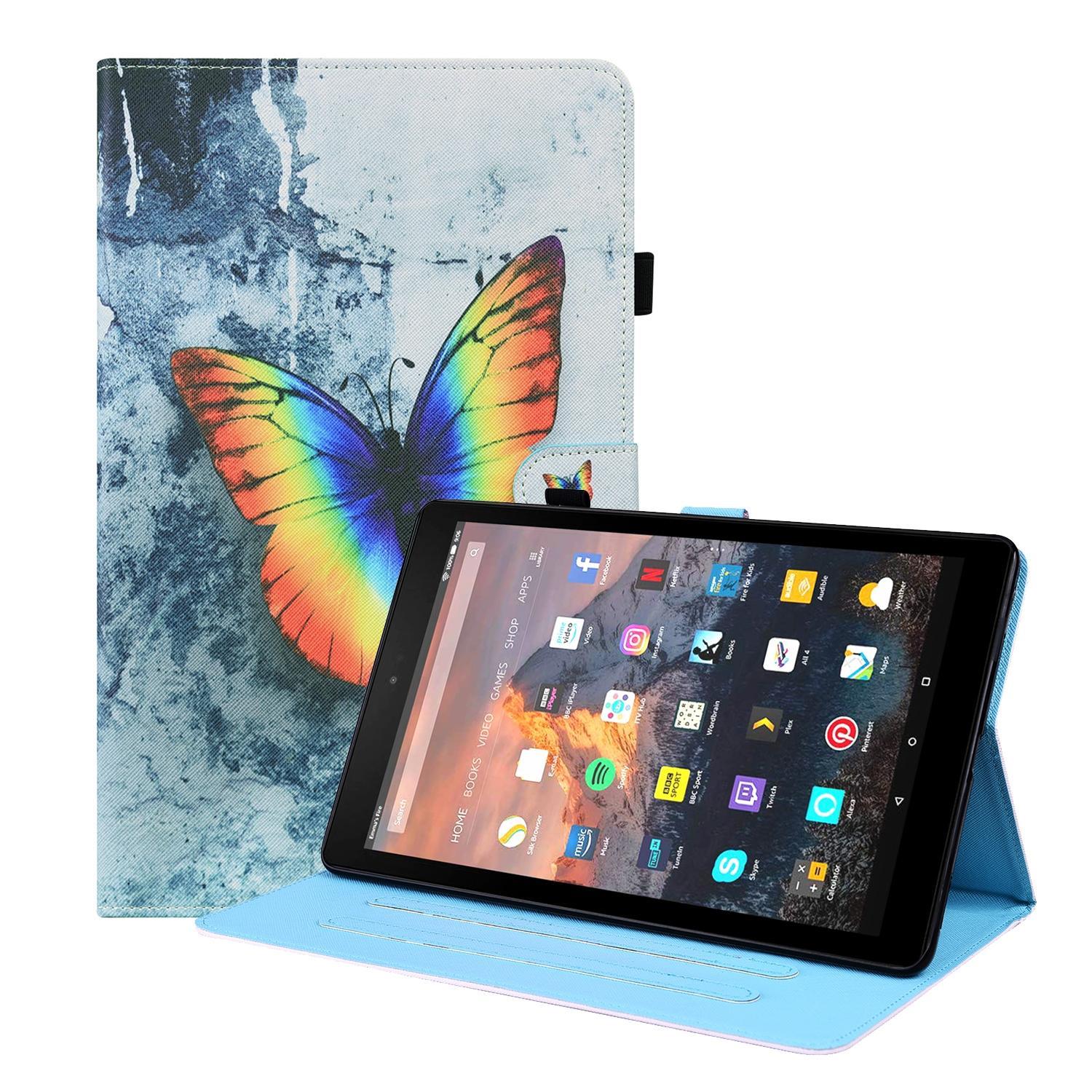 For Amazon Fire HD 10 2019 Animal Pattern Horizontal Flip Leather Case with Holder & Card Slots & Photo Frame & Sleep / Wake-up Function(Color Butterf