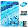 For Amazon Fire HD 10 (2021) Coloured Drawing Stitching Horizontal Flip Leather Case with Holder & Card Slot & Sleep / Wake-up Function(Blue Marble)