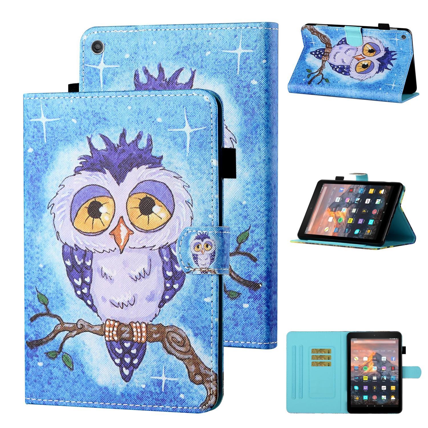 For Amazon Kindle Fire HD10 2015 / 2017 / 2019 Coloured Drawing Stitching Horizontal Flip Leather Case with Holder & Card Slot & Sleep / Wake-up Funct