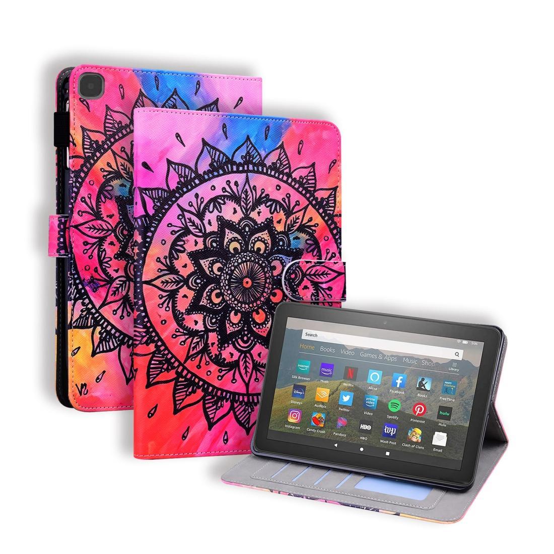 For Amazon Fire HD 8 Plus (2020) Horizontal Flip Leather Case, with Card Slots & Holder & Photo Frame(Datura Flowers)