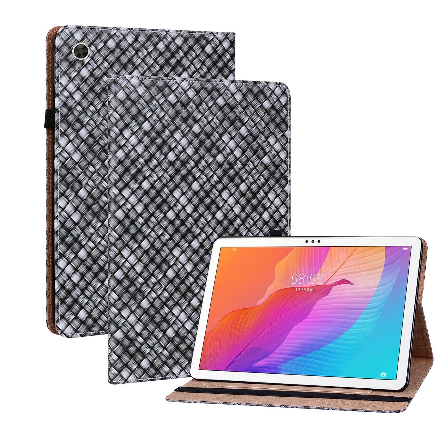 For Huawei MatePad T 10s / Enjoy Tablet 2 Color Weave Leather Tablet Case with Holder(Black)