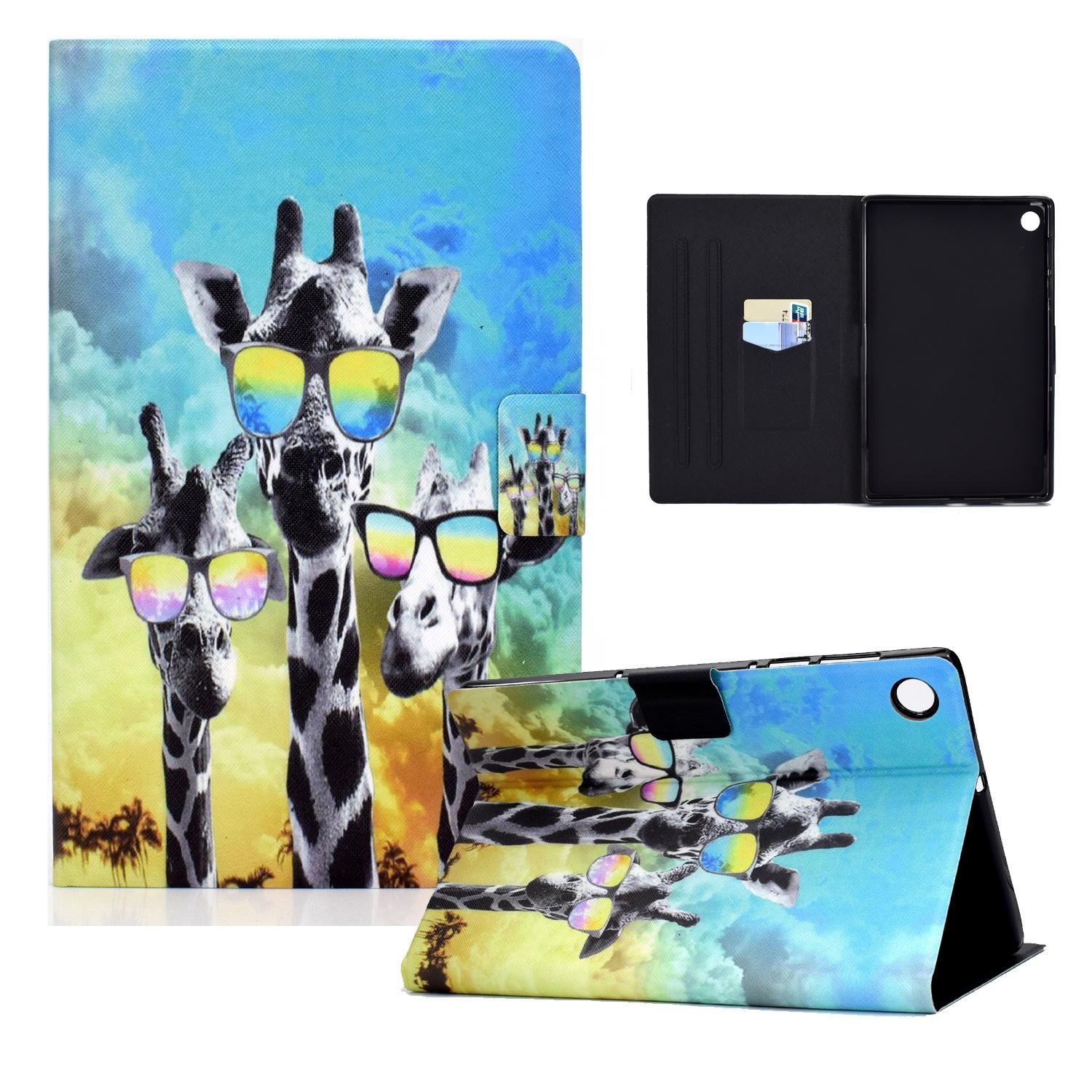 For Huawei MediaPad T10 / T10s / Honor Pad 6 Electric Pressed TPU Colored Drawing Horizontal Flip Leather Case with Holder & Pen Slot(Glasses Giraffe)