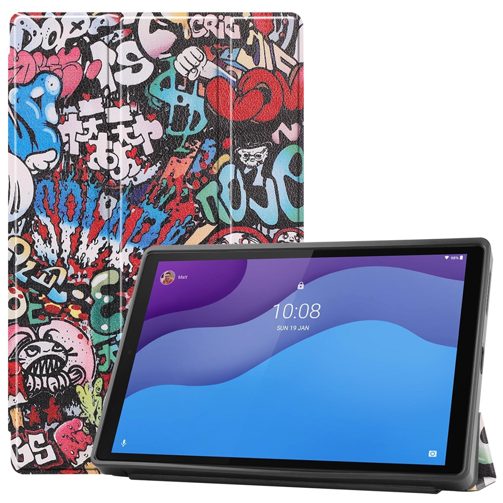 For Lenovo Tab M10 HD 2nd Gen TB-X306 Painted Pattern Horizontal Flip Tablet PC Leather Case with Tri-fold Bracket & Sleep / Wake-up Function(Graffiti