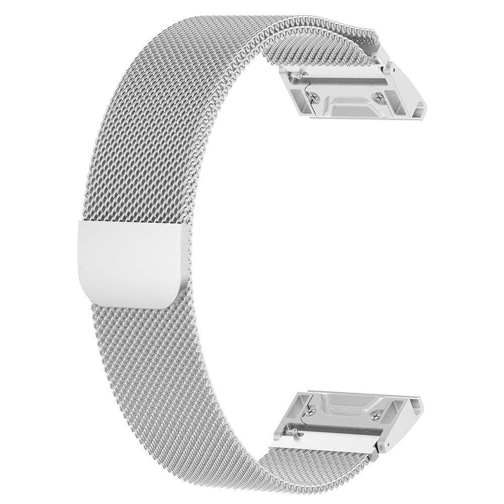 For Garmin Fenix 5X Milan Metal Stainless Steel Metal Watchband （Silver）, Size:26MM