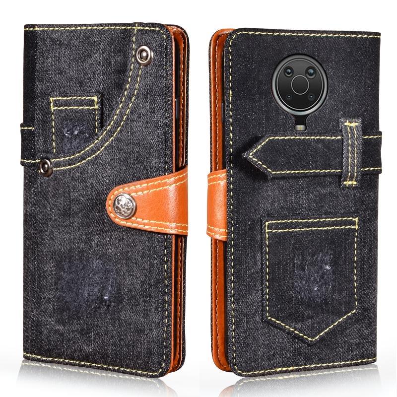 For Nokia G20 Denim Horizontal Flip Leather Case with Holder & Card Slot & Wallet(Black)