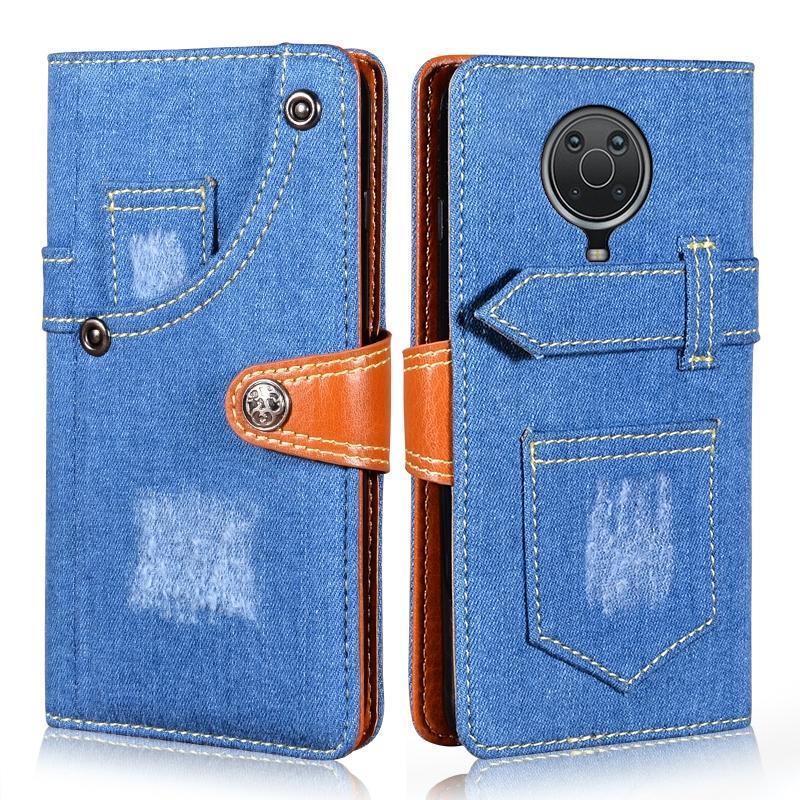 For Nokia G20 Denim Horizontal Flip Leather Case with Holder & Card Slot & Wallet(Dark Blue)