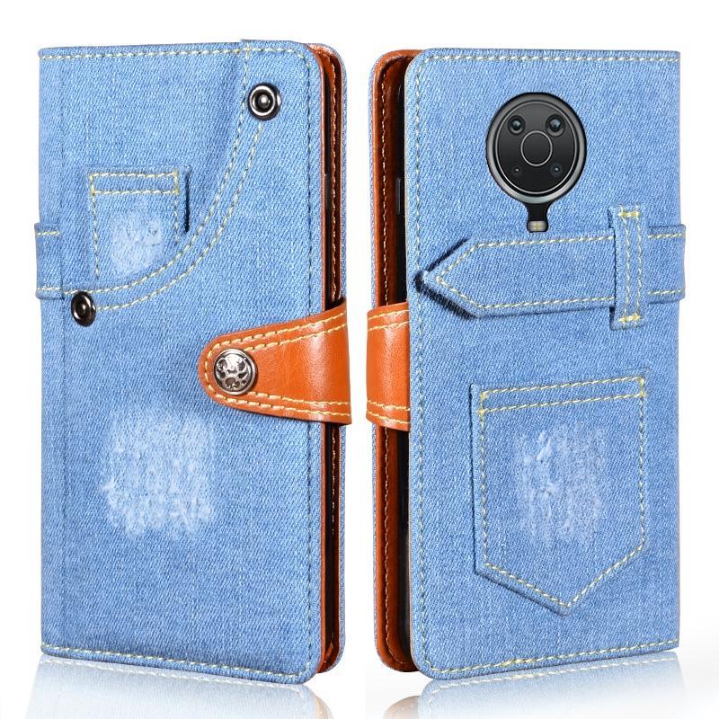 For Nokia G20 Denim Horizontal Flip Leather Case with Holder & Card Slot & Wallet(Light Blue)