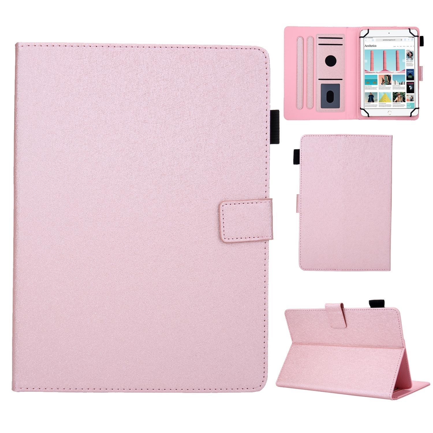 Hair Silky Texture Solid Color Horizontal Flip Leather Case with Holder & Card Slots & Photo Frame & Anti-Skid Strip, Specification:10 inch(Rose Gold)