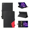 For Lenovo Tab M10 Plus TB-X606 10.3 inch Dual-color Splicing Horizontal Flip PU Leather Case with Holder & Card Slots & Sleep / Wake-up Function(Blac