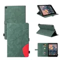 For Amazon Fire HD 10 2017 Dual-color Splicing Horizontal Flip PU Leather Case with Holder & Card Slots & Sleep / Wake-up Function(Green)